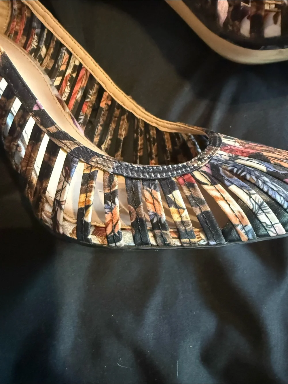 Zara Multicolor Striped Woven Pointed-Toe Stiletto Heels